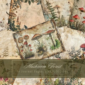 Mushroom Junk Journal Kit Vintage Botanische Blanco Journal Forest Digitaal Papier Scrapbooking Floral Vintage Afdrukbare Shabby Lege Pagina's