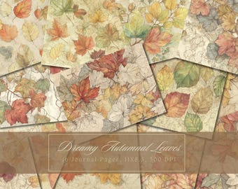 Autumn Leaves Junk Journal Kit Fall-Inspired Vintage Ephemera Journal Digital Paper Scrapbooking Printable Collage Sheets Instant Download