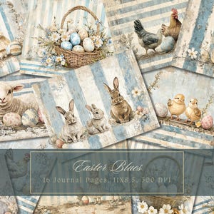 Kit de journal indésirable lapins de Pâques oeufs de Pâques journal poulet éphémères vintage papier numérique pour scrapbooking Stamperia pastel pages imprimables