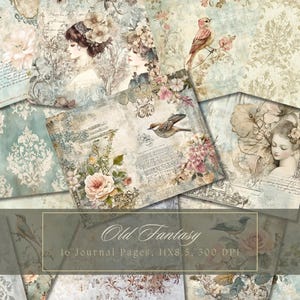 Vintage Baroque Garden stampabile Junk Journal Whimsical Floral Birds Beautiful Scrapbooking Paper Printable Shabby Pages Journal Kit