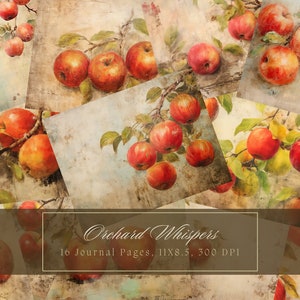 Maçãs Junk Journal Kit Vintage Ephemera Journal Apple Digital Paper Scrapbooking Fruit Printable Shabby Pages Download instantâneo Shabby Chic