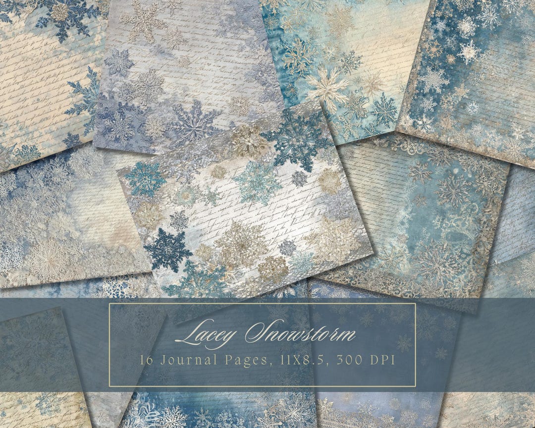 Snowflake Junk Journal Kit Winter Lace Background Journal Pages ...