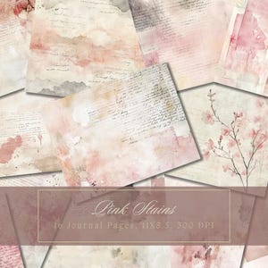Rose Collage Junk Journal Kit Blush Papier numérique Texture Grunge Sheets pour Scrapbooking Vintage Ephemera Shabby Pages Téléchargement immédiat