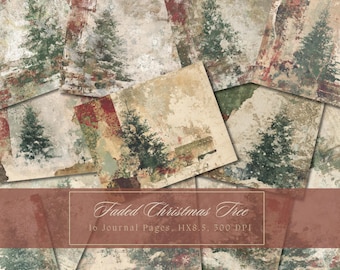 Christmas Tree Junk Journal Kit Winter Vintage Ephemera Journal Digital Paper for Scrapbooking Printable Shabby Pages Grunge Shabby Chic