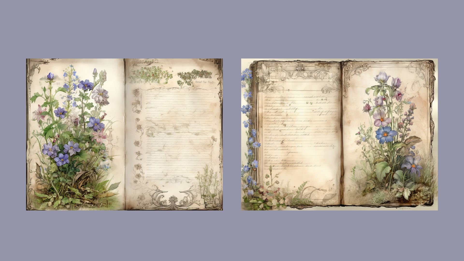 Wildflower Junk Journal Kit Floral Double Journal Pages Flower Digital ...