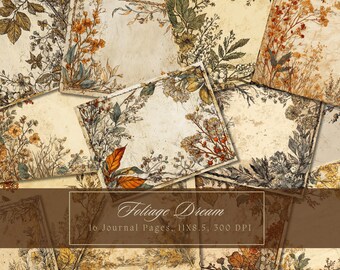 Vintage Floral Printable Junk Journal Seiten Grunge leeres Papier Vintage viktorianisches Schreibpapier druckbare Shabby SeitenLeere Journal Seite