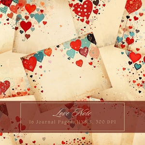 Herzen Junk Journal Kit Vintage Liebesbrief Leere Seite Digitales Papier für Scrapbooking Vintage Valentine Ephemera Leere Journalseite