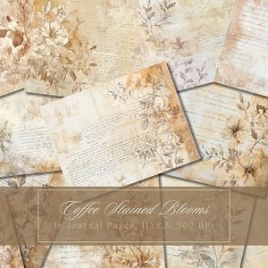 Kit de journal floral beige indésirable belles fleurs papier numérique Scrapbooking imprimable papier fleur pages de journal vintage shabby chic éphémères