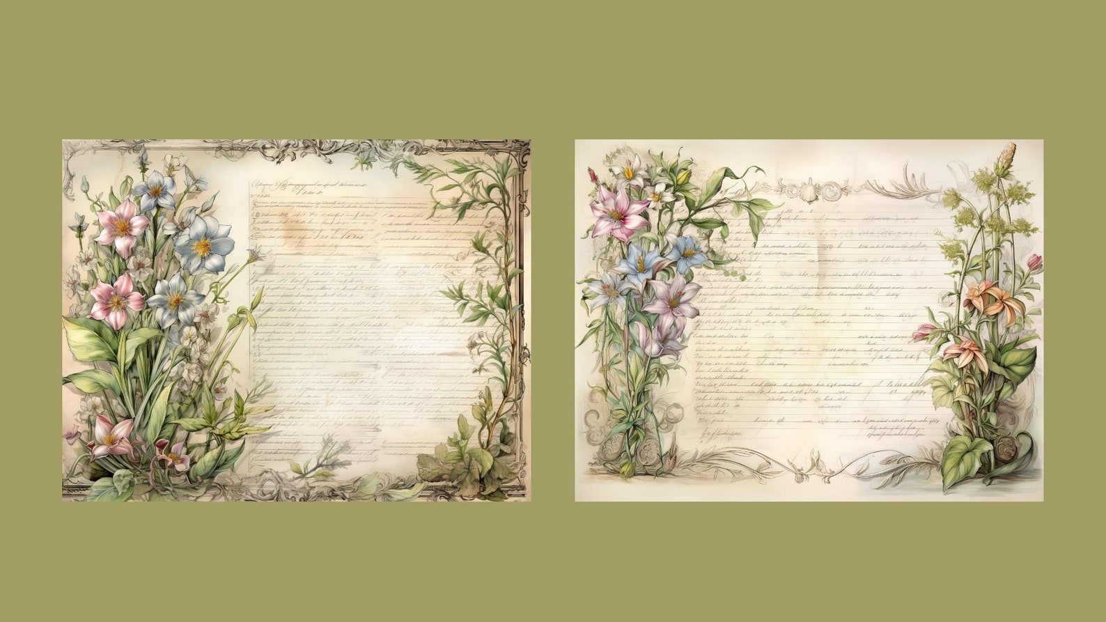 Wildflower Junk Journal Kit Floral Double Journal Pages Flower Digital ...