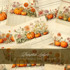 Pumpkin Junk Journal Kit vintage herfst grootboek dagboek herfst-geïnspireerde digitale papier scrapbooking oogst vintage afdrukbare shabby lege pagina's