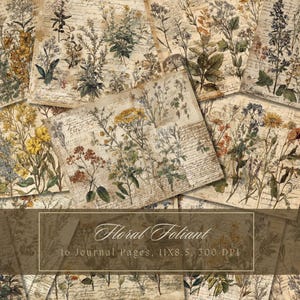 Botanical Herbs Junk Journal Kit Botany Collage Sheet Herbal Digital Paper Scrapbooking Watercolor Plant Vintage Ephemera Apothecary Pages