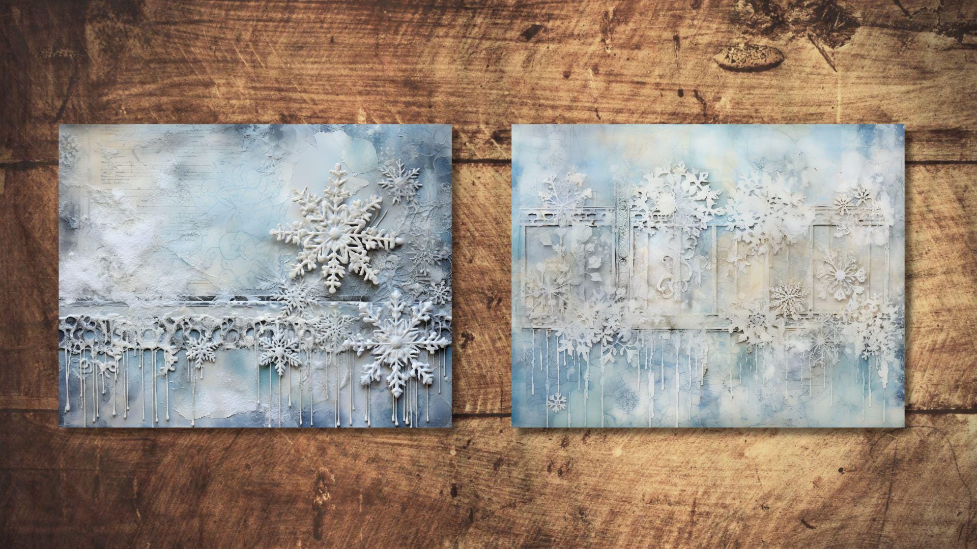 Snowflake Junk Journal Kit Winter Lace Background Journal Pages ...