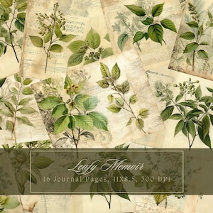 Green Leaves Junk Journal Kit Spring-Inspired Vintage Ephemera Journal Digital Paper Scrapbooking Printable Collage Sheets Instant Download
