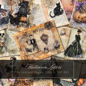 Kit diario di spazzatura con tecniche miste gotiche, sfondi di Halloween, fogli di collage in pizzo gotico, carta digitale per acquerello, scrapbooking, effimeri vintage