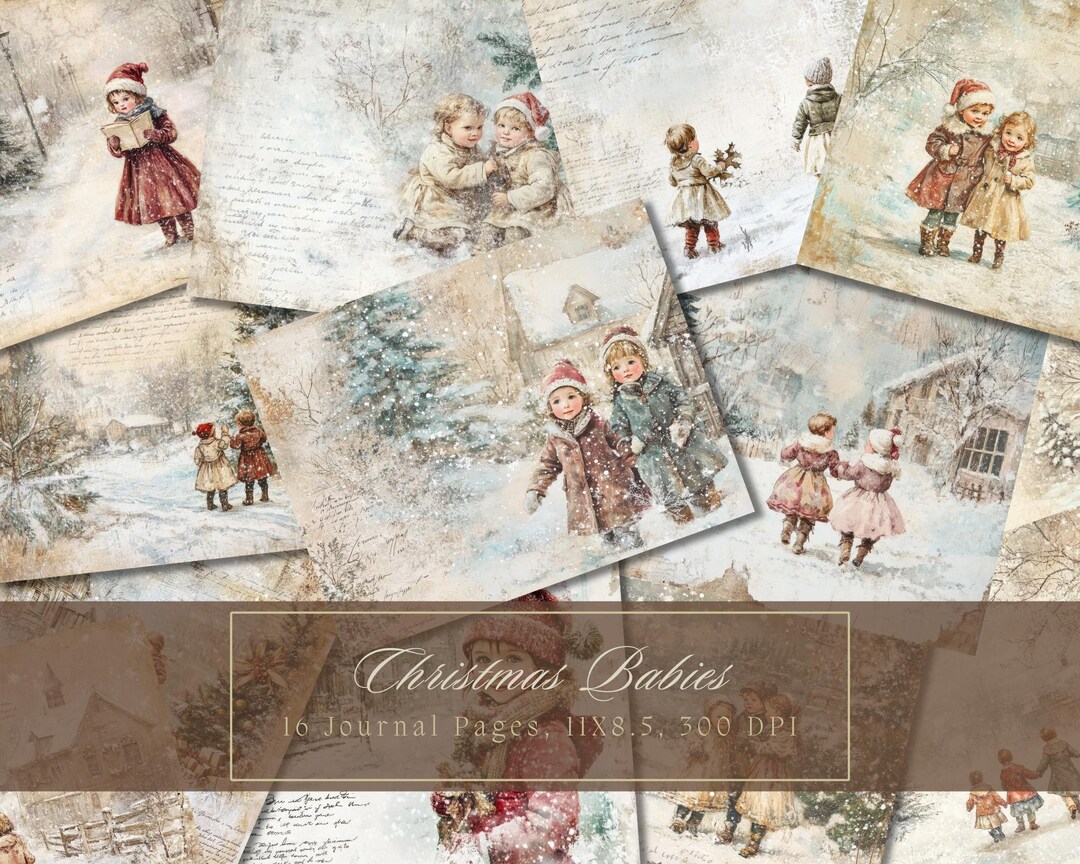 Vintage Christmas Junk Journal Kit Winter Watercolor Ephemera Kids ...