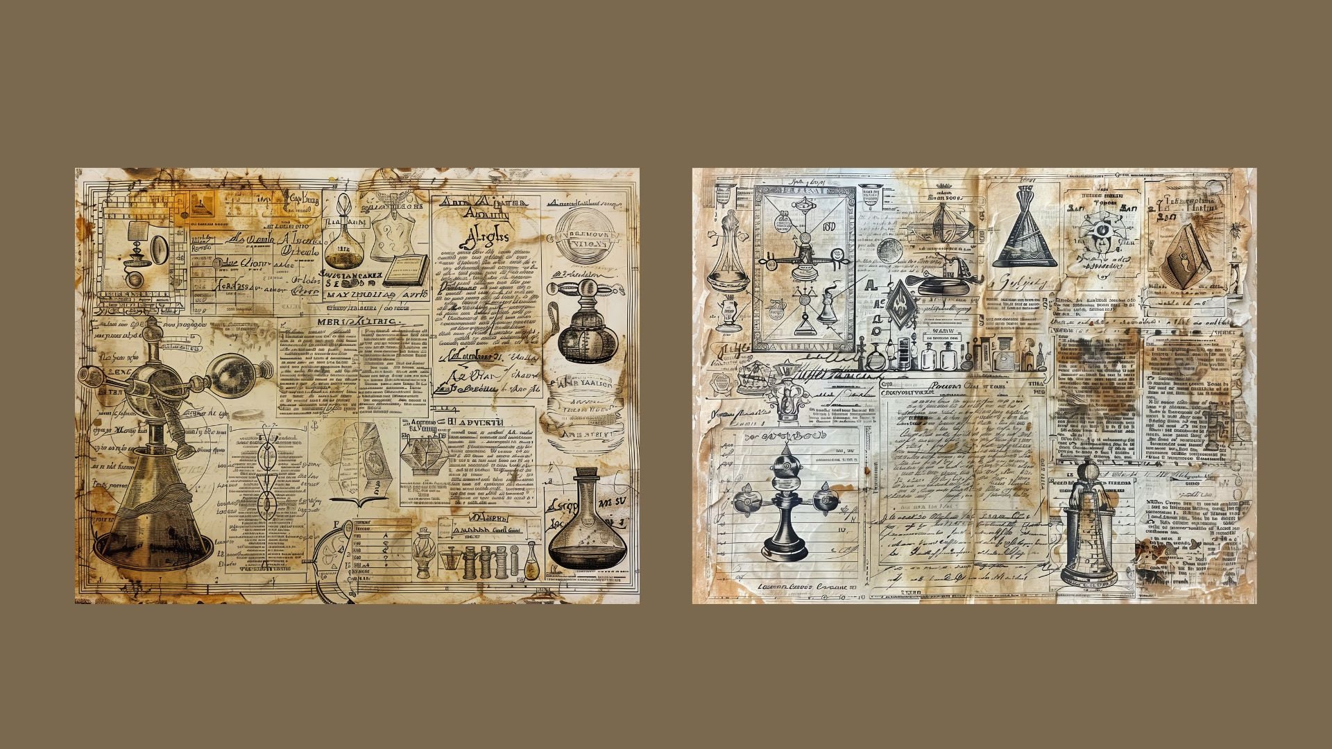 Alchemy Junk Journal Kit Apothecary Bottles Pages Watercolor Potions ...