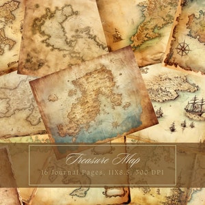 Kit de diario basura con mapas antiguos, páginas de diario imprimibles de viaje, papel digital grunge, páginas vacías rústicas, página de diario en blanco vintage, estilo shabby chic