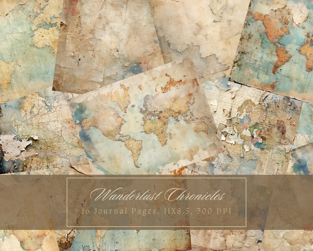 Vintage Maps Junk Journal Kit Travel Printable Journal Pages Grunge ...