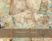 Vintage Maps junk Journal Kit Travel Printable Journal Pages Grunge Digital Paper Rustic Empty Pages Vintage Blank Journal Page Shabby Chic