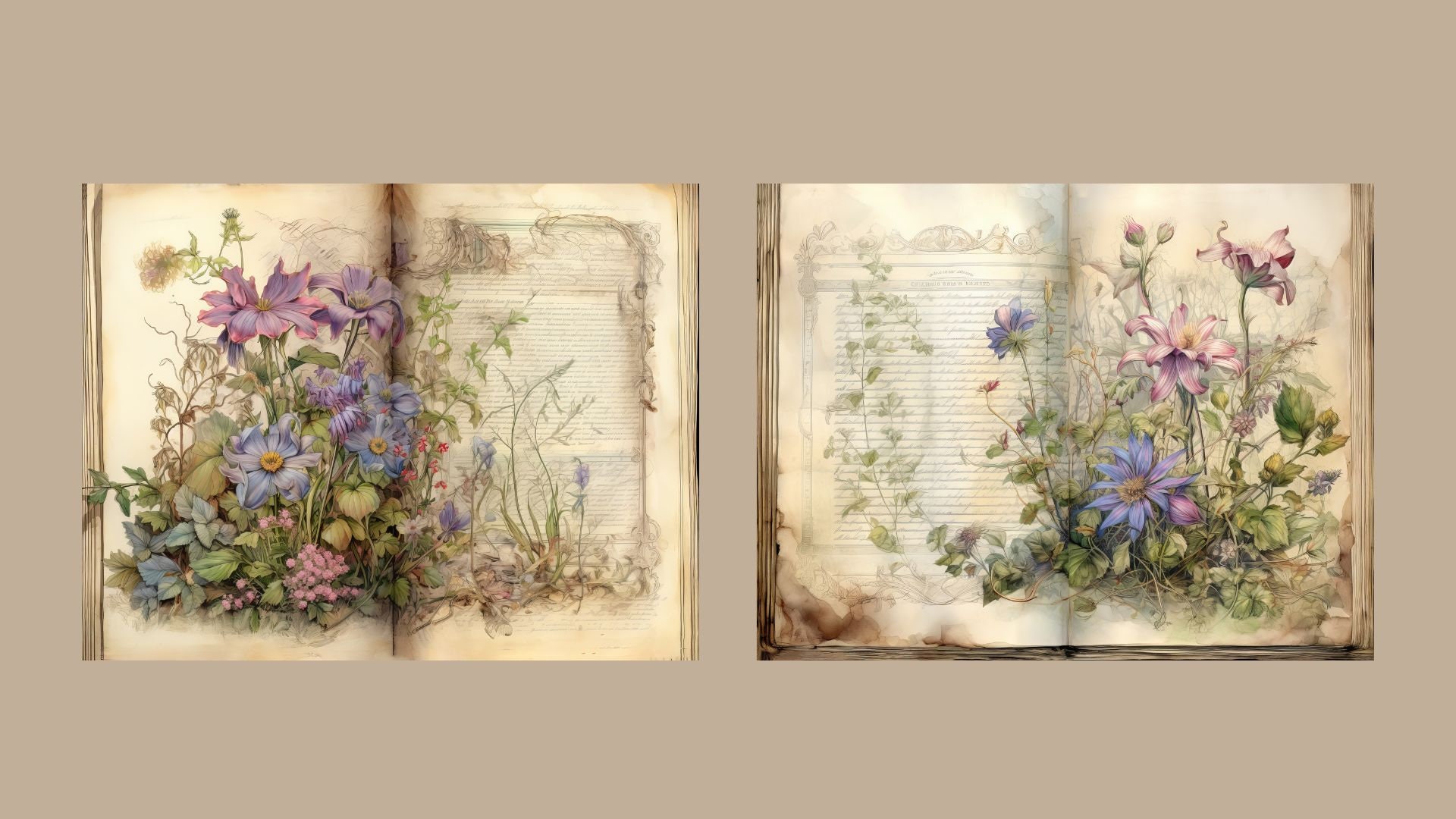 Wildflower Junk Journal Kit Floral Double Journal Pages Flower Digital ...