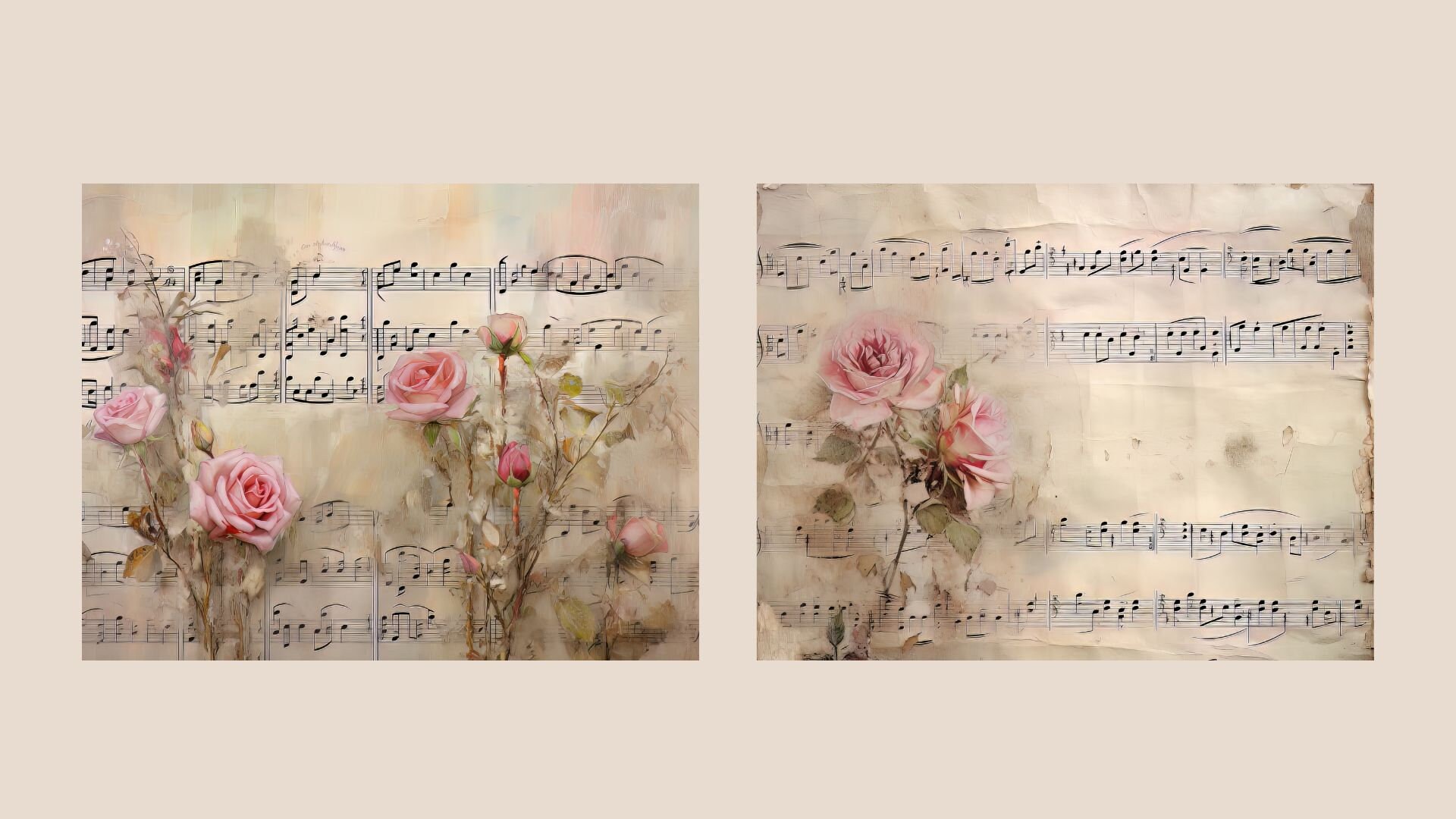 Pink Roses Anmusic Pink Roses and Music Junk Journal Kit Floral Vintage Ephemera Journal ...