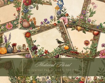 Vintage Floral Printable Junk Journal Seiten Grunge Liniertes Papier Vintage Viktorianisches Schreibpapier Printable Shabby SeitenLeere Journal Seite