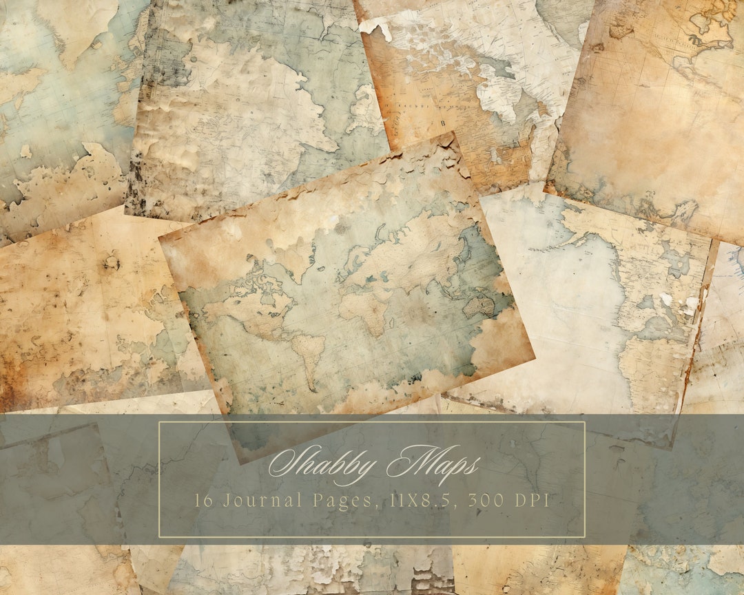Vintage Maps Junk Journal Kit Travel Printable Journal Pages Grunge ...