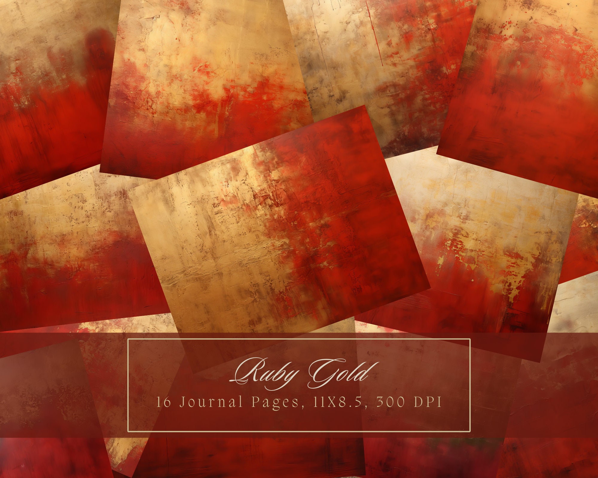 宅配便配送 Shabby Gold Junk Journal Kit Red Antique Paper Texture コレクション