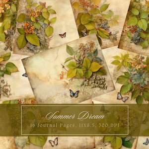 Green Leaves Junk Journal Kit Spring-Inspired Vintage Ephemera Journal Digital Paper Scrapbooking Printable Collage Sheets Instant Download