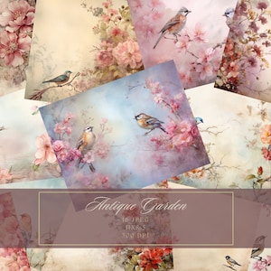 Kit di diario spazzatura botanica pastello Bellissimo giardino Carta digitale Scrapbooking Carta stampabile Ephemera Journal Pagine Download istantaneo