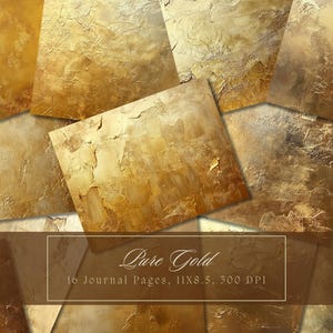 Shabby Gold Junk Journal Kit Metal Antique Paper Texture Grunge Paper for Scrapbooking Vintage Ephemera Shabby Chic Journal Commercial Use