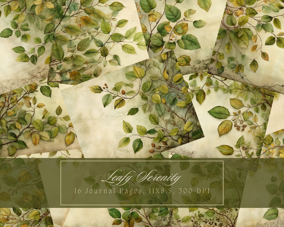 Green Leaf Junk Journal Kit Vintage Botanical Beautiful Journal Digital ...