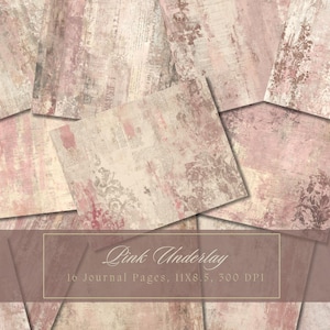Pink Vintage Paper Junk Journal Kit Digital Paper Texture Grunge Sheets Scrapbooking Vintage Ephemera Shabby Pages Journal Instant Download