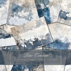 Blue Collage Junk Journal Kit Navy Digital Paper Texture Grunge Sheets Scrapbooking Vintage Ephemera Shabby Pages Journal Instant Download