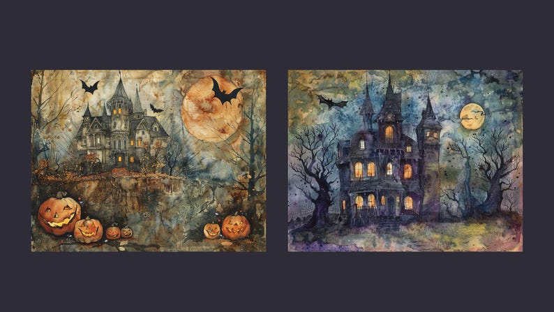 Watercolor Haunted Mansion Junk Journal Kit Dark Vintage Ephemera ...