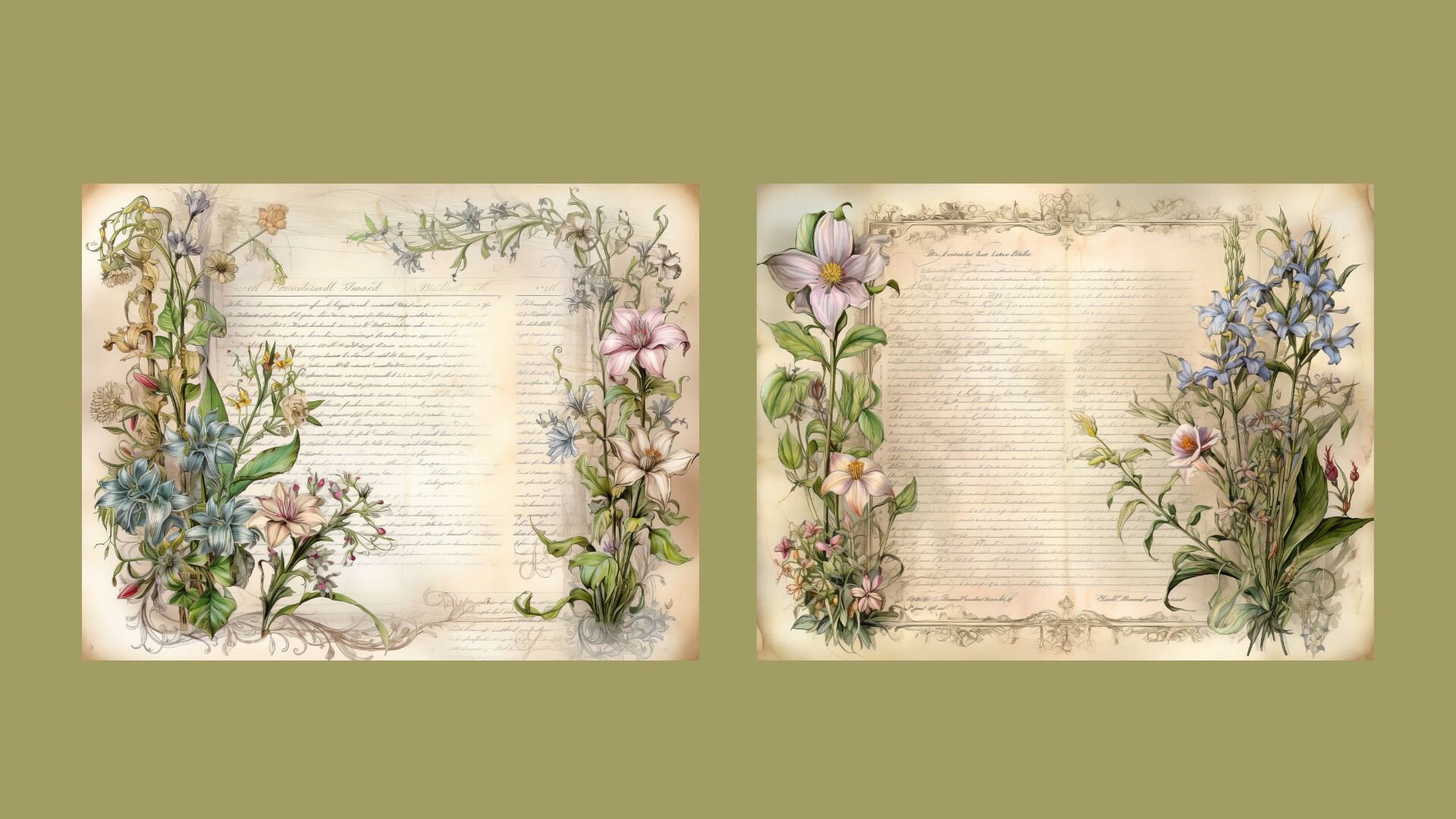 Wildflower Junk Journal Kit Floral Double Journal Pages Flower Digital ...