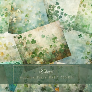 Trifoglio Junk Journal Kit Vintage Botanical Beautiful Journal Carta digitale per Scrapbooking Diario da giardino con pagine squallide stampabili Grunge