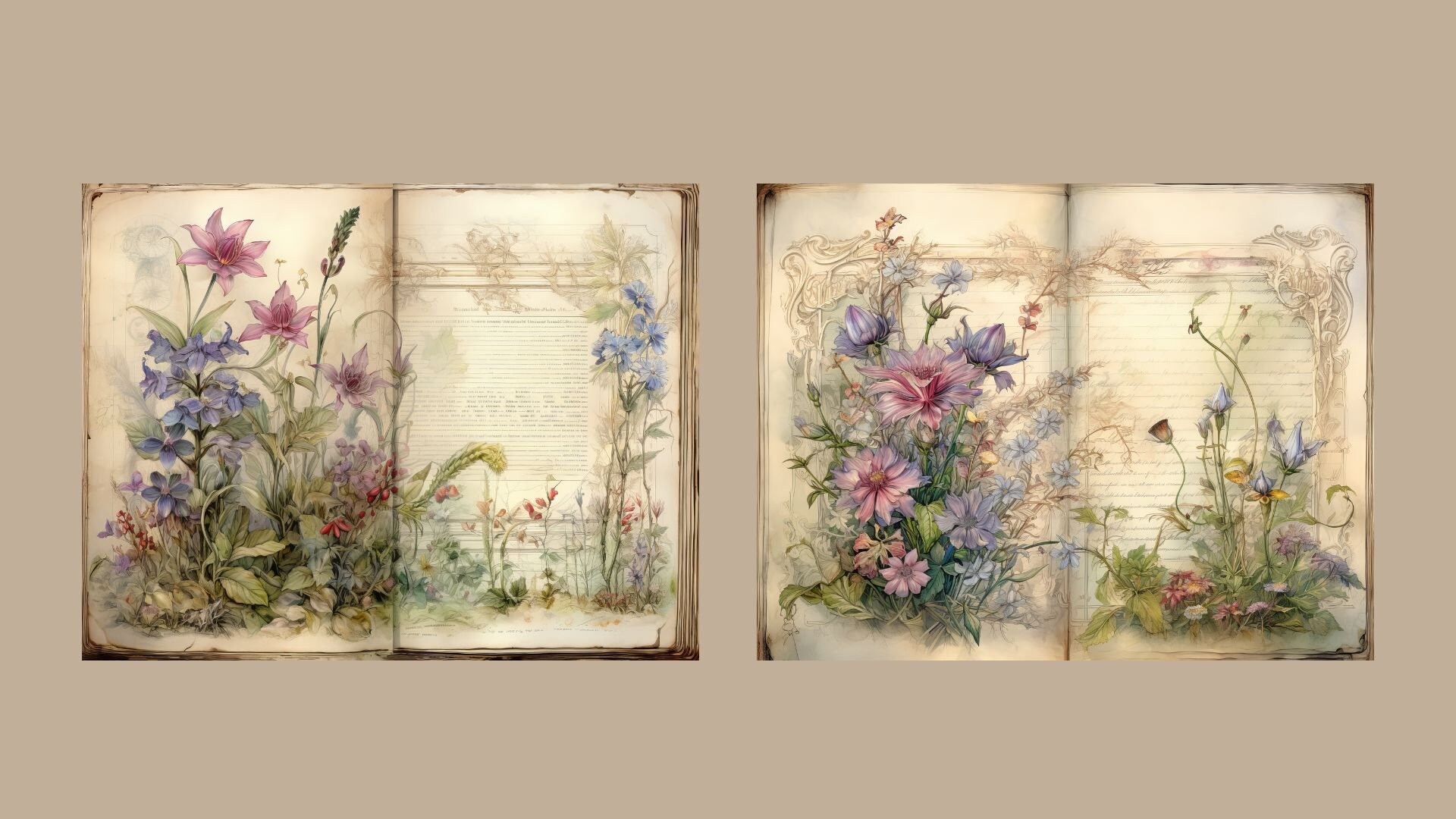 Wildflower Junk Journal Kit Floral Double Journal Pages Flower Digital ...