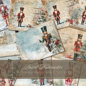 Kit de diario basura de Cascanueces navideños, diario de invierno, papel digital, álbum de recortes, decoración navideña, páginas imprimibles con acuarela, uso comercial