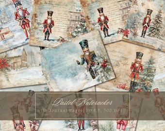 Christmas Nutcracker Junk Journal Kit Winter Journal Digital Paper Scrapbooking Christmas Decor Watercolor Printable Pages Commercial Use