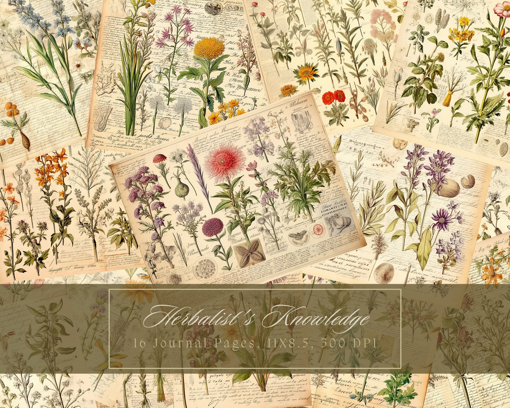 Botanical Herbs Junk Journal Kit Botany Collage Sheet Herbal Digital ...