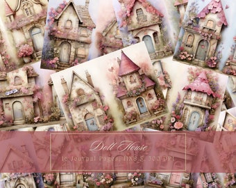 Pink House Junk Journal Kit Floral Vintage Ephemera Journal Digital Paper for Scrapbooking Printable Collage Sheets Instant Download
