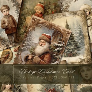 Kit de carnet de voyage de Noël victorien hiver vintage journal éphémère papier numérique Scrapbooking pages minables imprimables grunge shabby chic