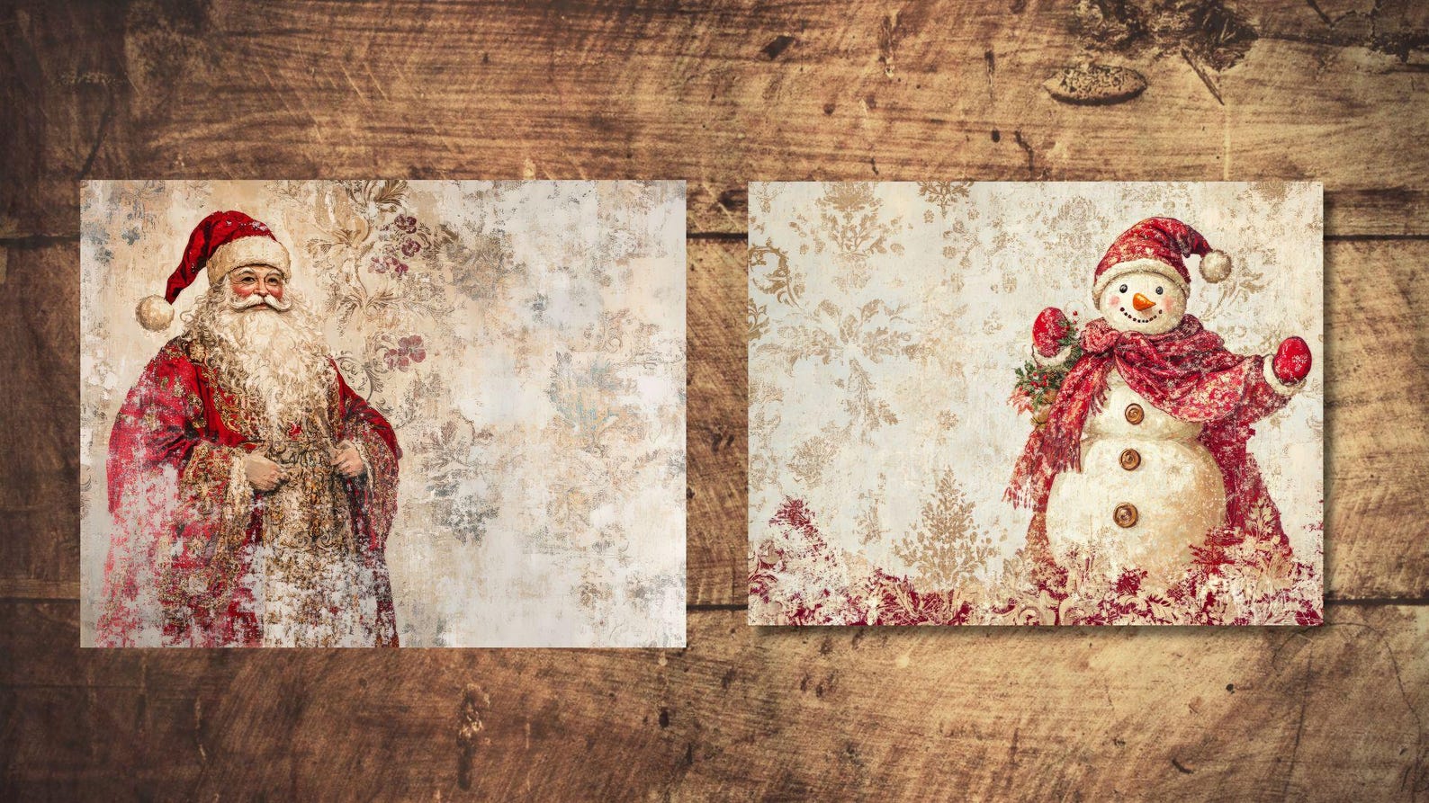 Red Christmas Junk Journal Kit Snowman Vintage Ephemera Santa Claus ...