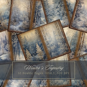 Acquerello Winter Forest Junk Journal Paper Winter Background Journal Pages Printable Junk Journal Kit Neve Carta digitale per Scrapbooking