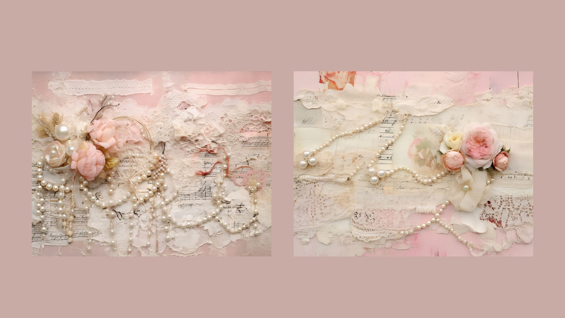 Shabby Chic Junk Journal Kit Pink Vintage Lace Ephemera Collage Sheets ...