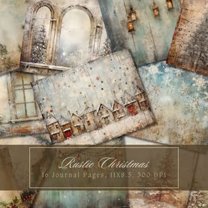 Kit de diario basura navideño, diario efímero vintage de pueblo invernal, papel digital para álbumes de recortes, páginas rústicas imprimibles, estilo grunge shabby chic