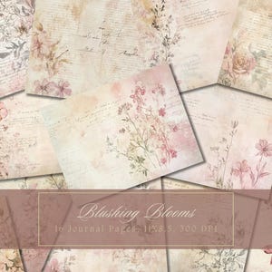 Kit de journal floral rose indésirable belles fleurs papier numérique Scrapbooking imprimable papier fleur pages de journal vintage shabby chic éphémères