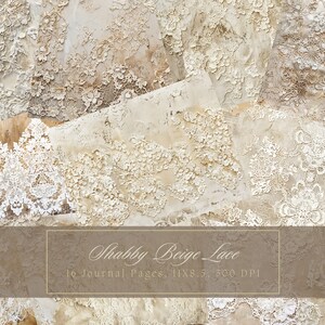 Vintage Lace Junk Journal Kit Shabby Chic Collage Hojas Imprimibles Flor Blanca Papel Digital para Scrapbooking Páginas Florales Vintage Ephemera