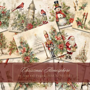 Kit di diario di Natale con acquerello, decorazioni invernali, diario con pupazzo di neve, carta digitale, scrapbooking, pagine di Natale stampabili, albero di Natale